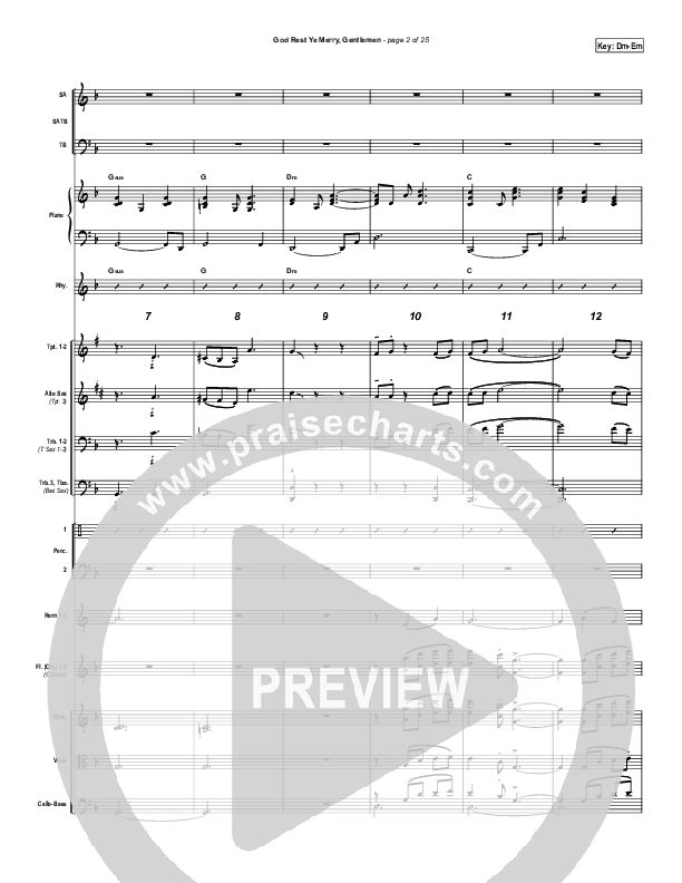 God Rest Ye Merry Gentlemen Conductor's Score (PraiseCharts Band / Arr. Daniel Galbraith)