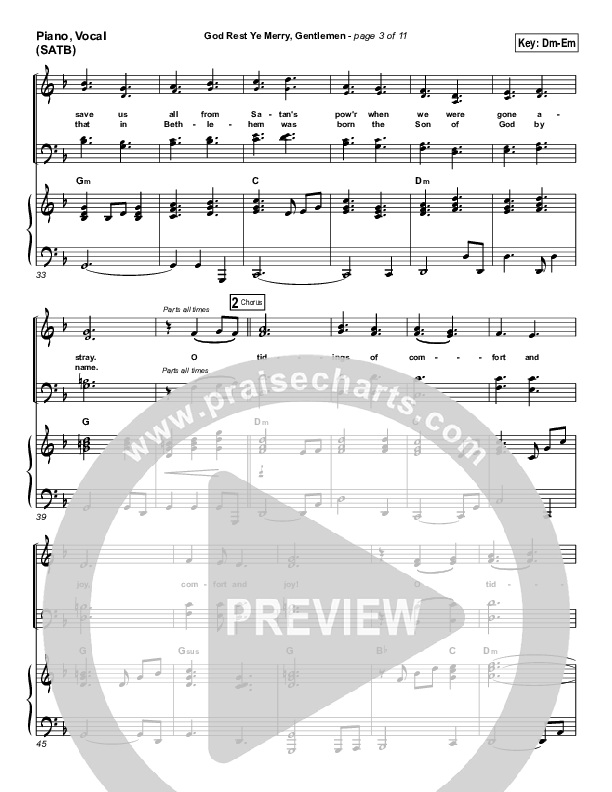 God Rest Ye Merry Gentlemen Piano/Vocal Pack (PraiseCharts Band / Arr. Daniel Galbraith)