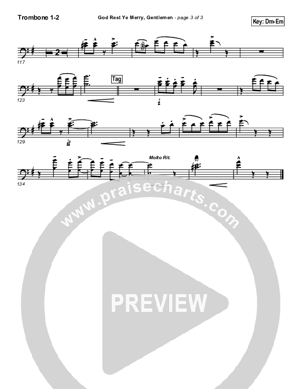 God Rest Ye Merry Gentlemen Trombone 1/2 (PraiseCharts Band / Arr. Daniel Galbraith)