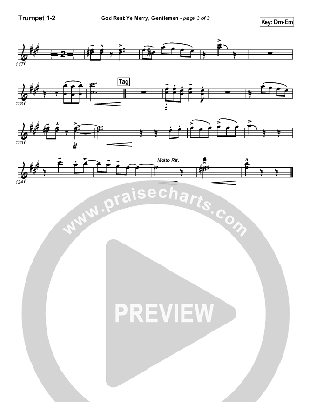God Rest Ye Merry Gentlemen Trumpet 1,2 (PraiseCharts Band / Arr. Daniel Galbraith)