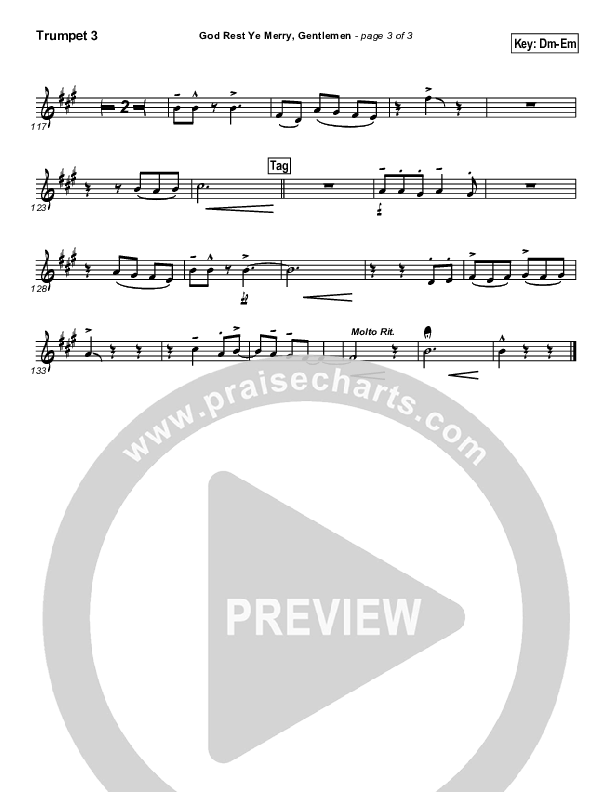 God Rest Ye Merry Gentlemen Trumpet 3 (PraiseCharts Band / Arr. Daniel Galbraith)