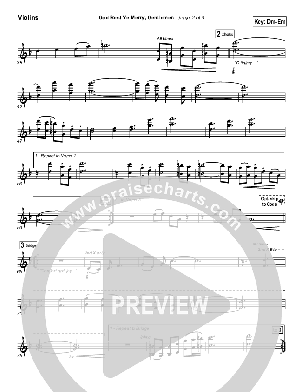 God Rest Ye Merry Gentlemen Violins (PraiseCharts Band / Arr. Daniel Galbraith)