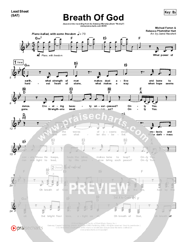 Breath Of God Lead (SAT) (Rebecca Pfortmiller / Gateway Worship)