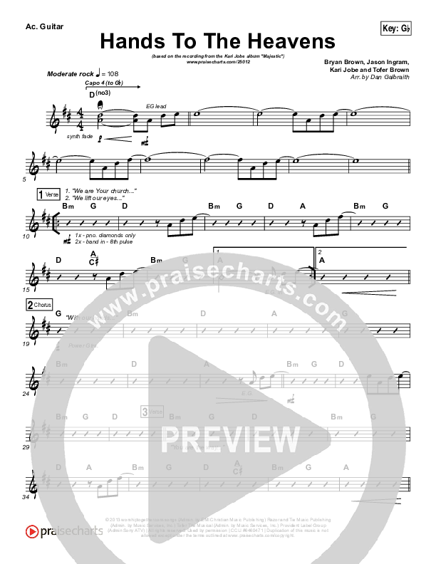 Hands To The Heavens Rhythm Chart (Kari Jobe)