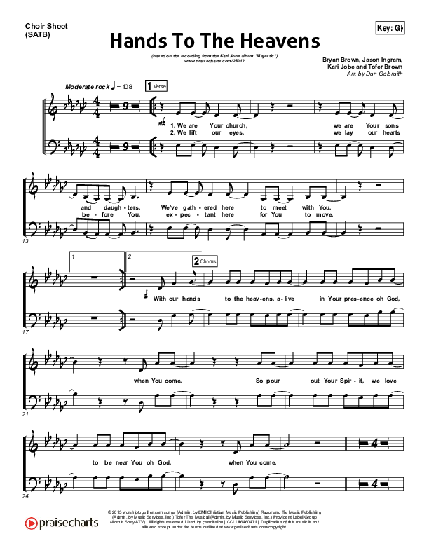 Hands To The Heavens Choir Vocals (SATB) (Kari Jobe)