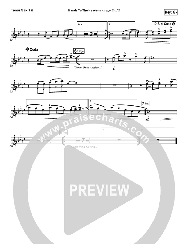 Hands To The Heavens Tenor Sax 1/2 (Kari Jobe)