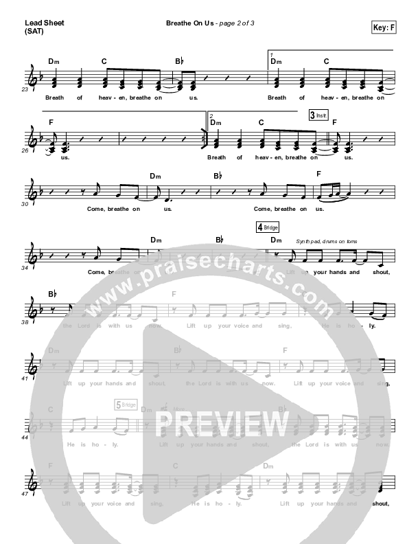 Breathe On Us Lead Sheet (SAT) (Kari Jobe)