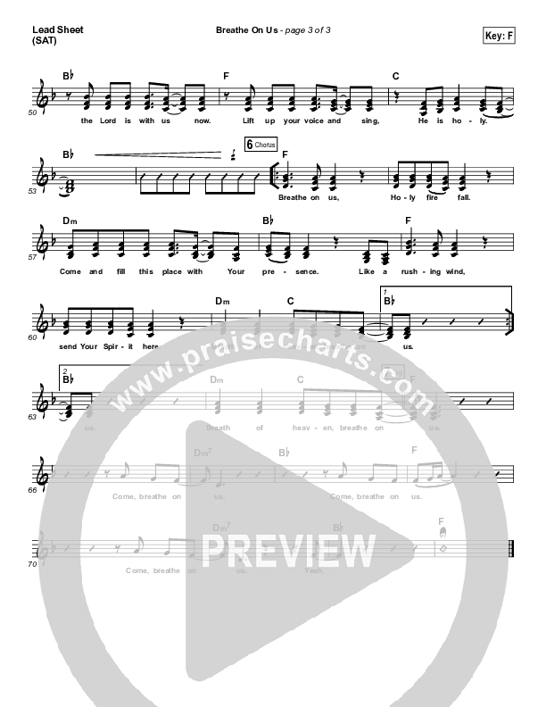 Breathe On Us Lead Sheet (SAT) (Kari Jobe)