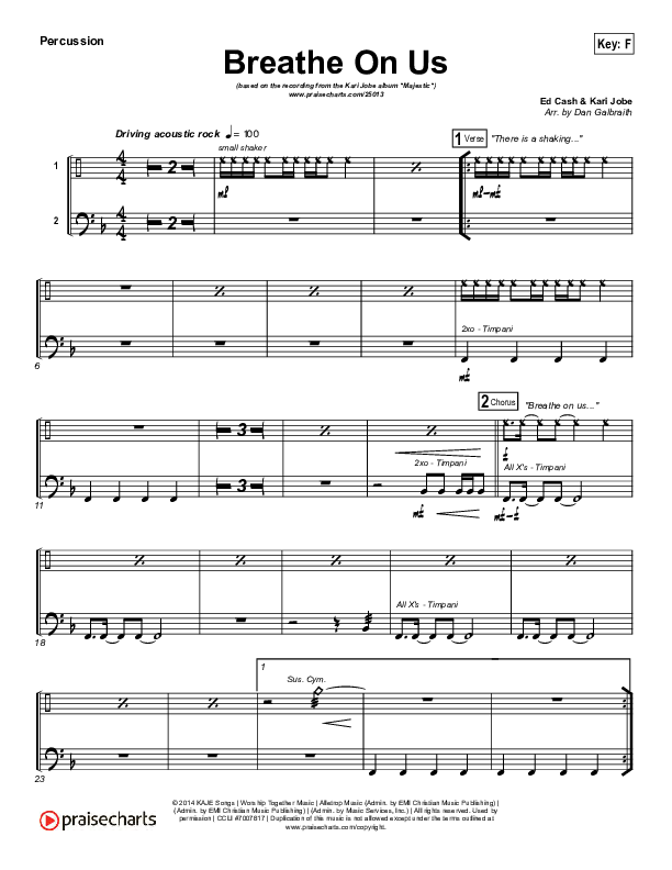 Breathe On Us Percussion (Kari Jobe)