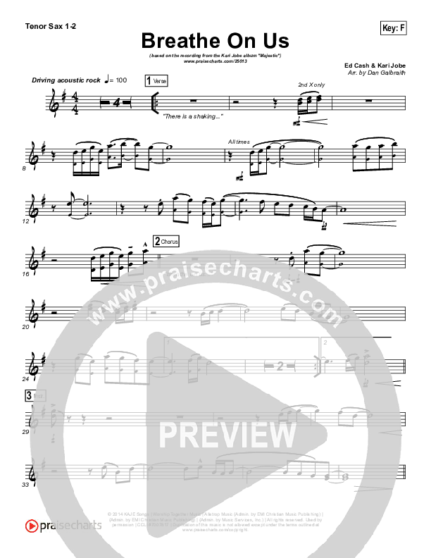 Breathe On Us Tenor Sax 1/2 (Kari Jobe)