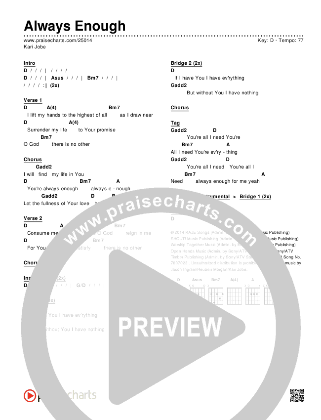 Always Enough Chords & Lyrics (Kari Jobe)