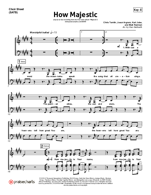 How Majestic Choir Sheet (SATB) (Kari Jobe)