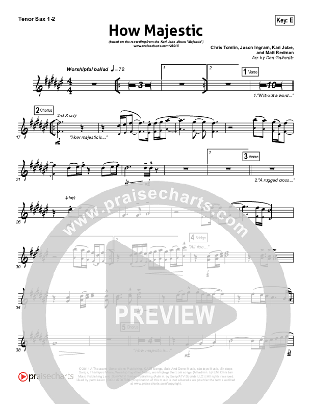 How Majestic Tenor Sax 1/2 (Kari Jobe)