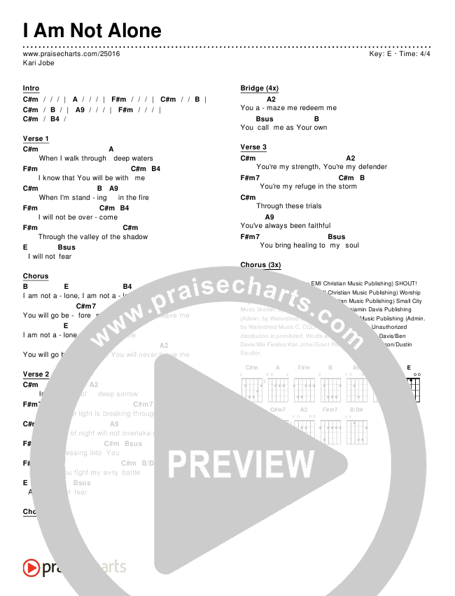 I Am Not Alone Chords & Lyrics (Kari Jobe)