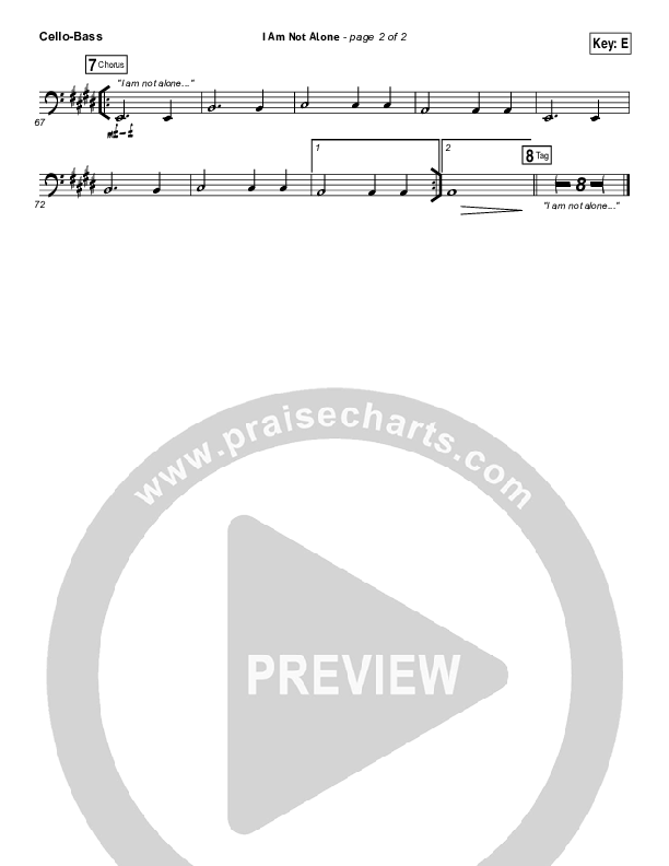 I Am Not Alone Cello/Bass (Kari Jobe)