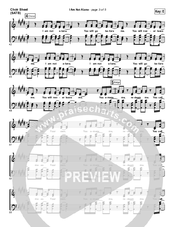 I Am Not Alone Choir Vocals (SATB) (Kari Jobe)