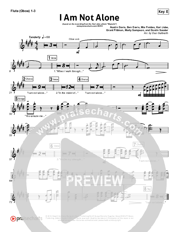 I Am Not Alone Flute/Oboe 1/2/3 (Kari Jobe)