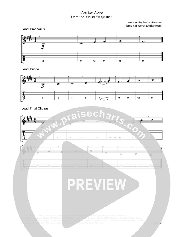 I Am Not Alone Guitar Tab (Kari Jobe)