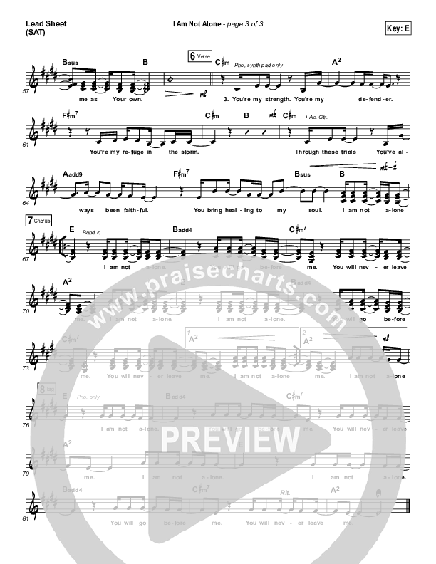 I Am Not Alone Lead Sheet (SAT) (Kari Jobe)