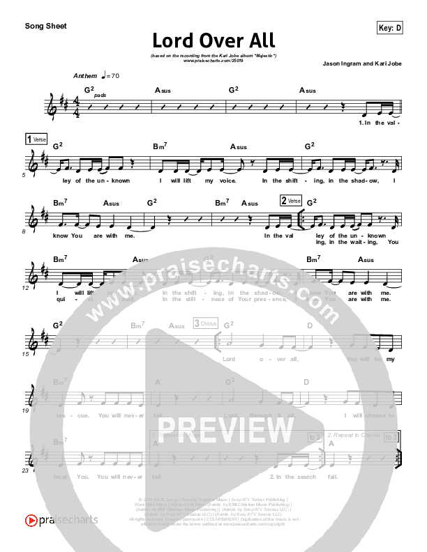 Lord Over All Lead Sheet (Kari Jobe)