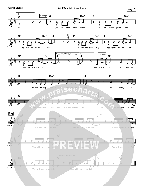 Lord Over All Lead Sheet (Kari Jobe)