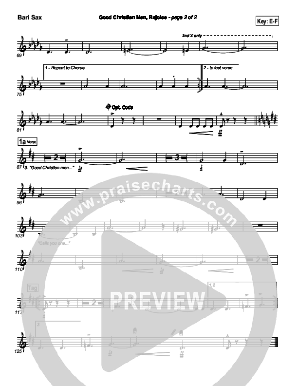 Good Christian Men Rejoice Bari Sax (PraiseCharts Band / Arr. Daniel Galbraith)