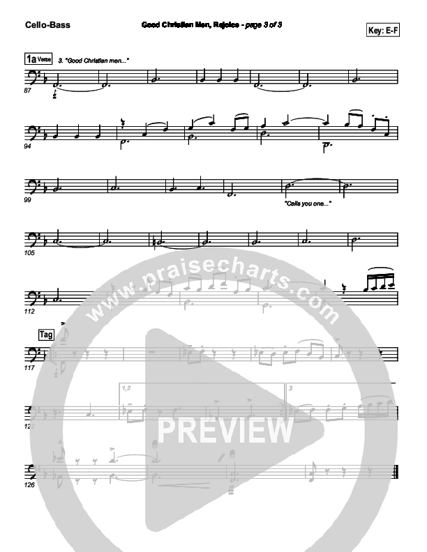 Good Christian Men Rejoice Cello/Bass (PraiseCharts Band / Arr. Daniel Galbraith)