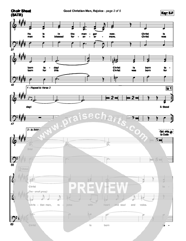 Good Christian Men Rejoice Choir Vocals (SATB) (PraiseCharts Band / Arr. Daniel Galbraith)