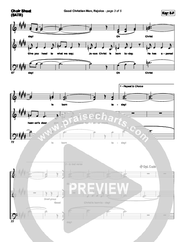 Good Christian Men Rejoice Choir Vocals (SATB) (PraiseCharts Band / Arr. Daniel Galbraith)