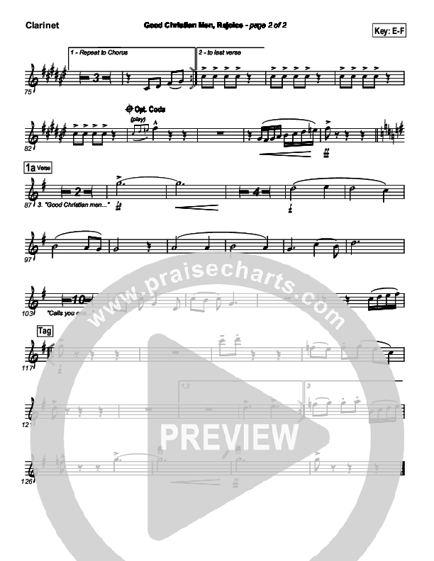 Good Christian Men Rejoice Clarinet (PraiseCharts Band / Arr. Daniel Galbraith)
