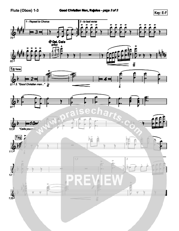 Good Christian Men Rejoice Flute/Oboe 1/2/3 (PraiseCharts Band / Arr. Daniel Galbraith)