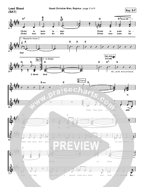 Good Christian Men Rejoice Lead Sheet (PraiseCharts Band / Arr. Daniel Galbraith)