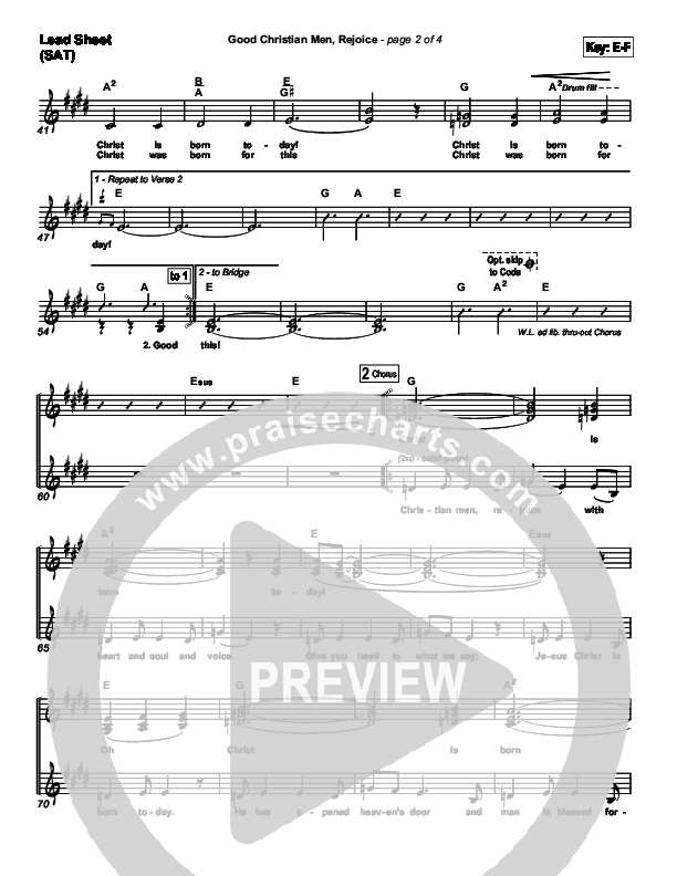 Good Christian Men Rejoice Lead Sheet (SAT) (PraiseCharts Band / Arr. Daniel Galbraith)