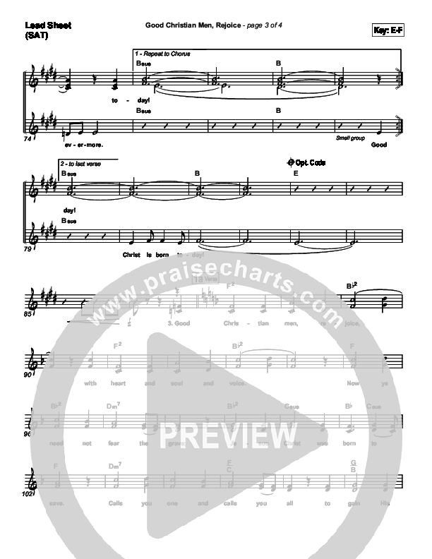 Good Christian Men Rejoice Lead Sheet (SAT) (PraiseCharts Band / Arr. Daniel Galbraith)
