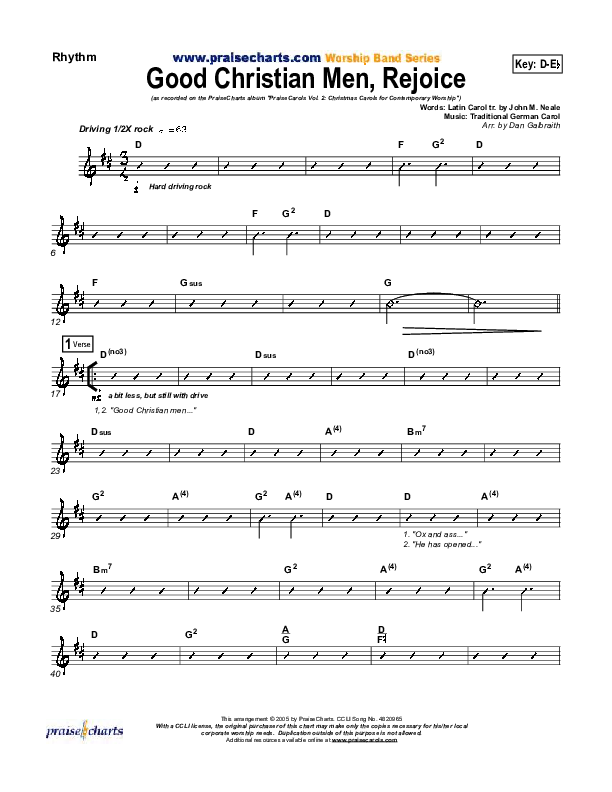 Good Christian Men Rejoice Rhythm Chart (PraiseCharts Band / Arr. Daniel Galbraith)