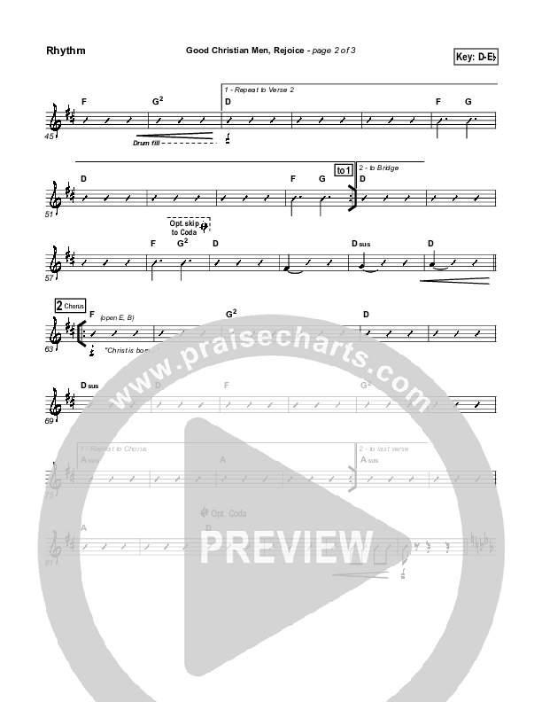 Good Christian Men Rejoice Rhythm Chart (PraiseCharts Band / Arr. Daniel Galbraith)