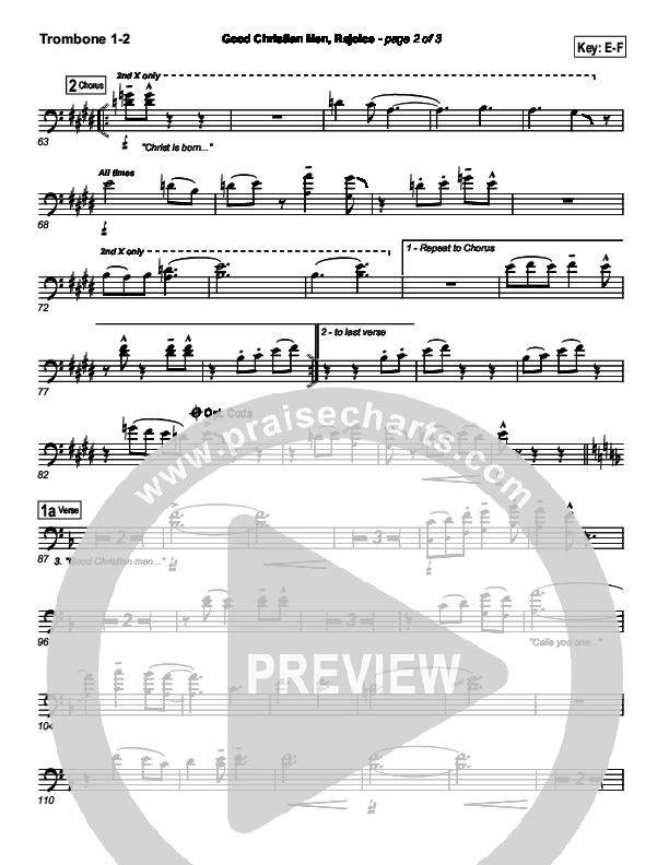 Good Christian Men Rejoice Trombone 1/2 (PraiseCharts Band / Arr. Daniel Galbraith)