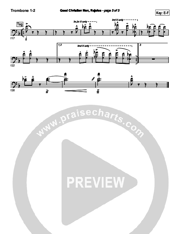 Good Christian Men Rejoice Trombone 1/2 (PraiseCharts Band / Arr. Daniel Galbraith)