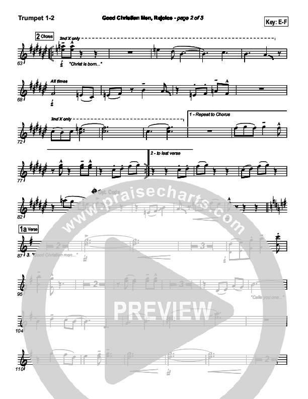 Good Christian Men Rejoice Trumpet 1,2 (PraiseCharts Band / Arr. Daniel Galbraith)