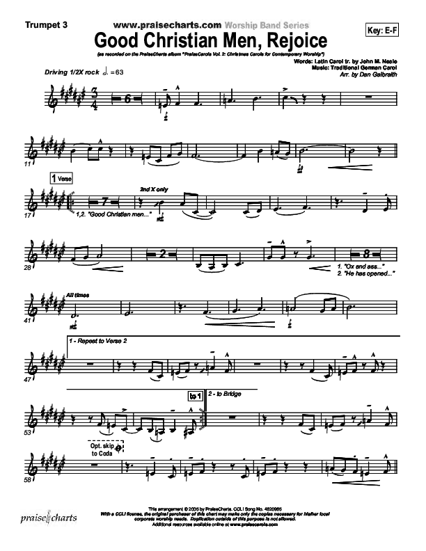 Good Christian Men Rejoice Trumpet 3 (PraiseCharts Band / Arr. Daniel Galbraith)