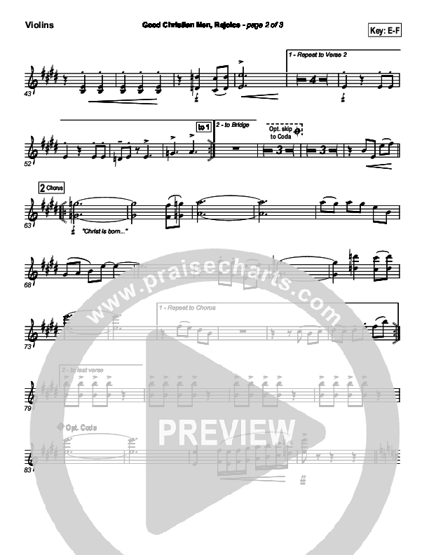 Good Christian Men Rejoice Violins (PraiseCharts Band / Arr. Daniel Galbraith)