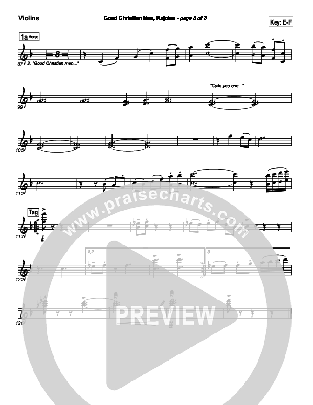 Good Christian Men Rejoice Violins (PraiseCharts Band / Arr. Daniel Galbraith)