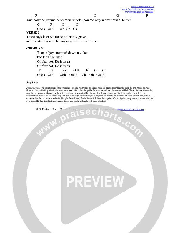 Passion Song Chords PDF (Sean Carter) PraiseCharts