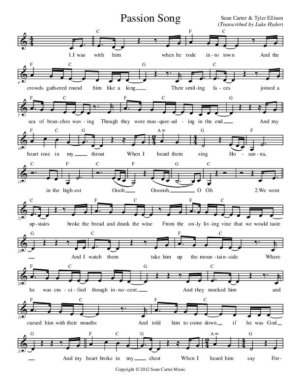 Passion Song Lead Sheet (Sean Carter)
