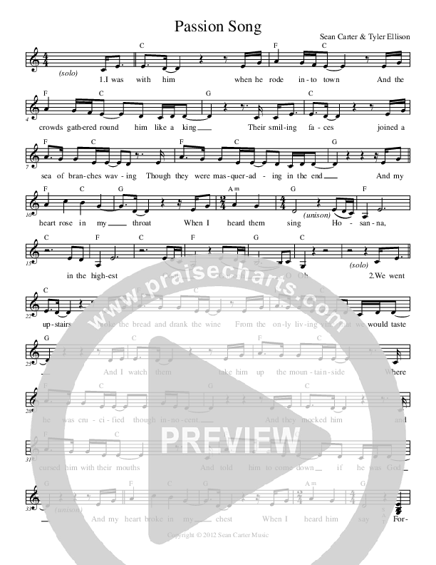 Passion Song Lead Sheet (Sean Carter)