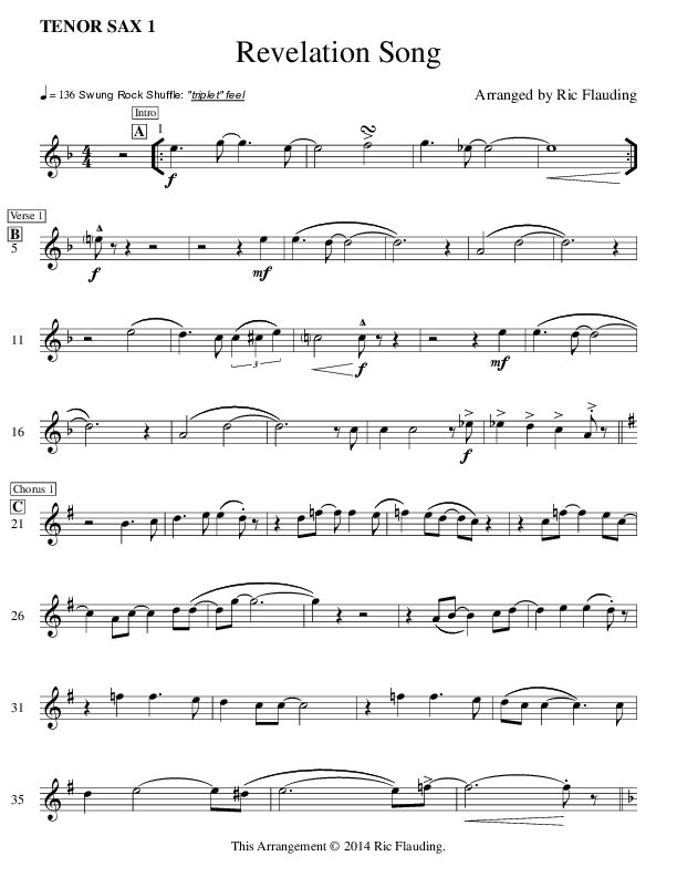 Revelation Song Tenor Sax 1/2 (Ric Flauding)