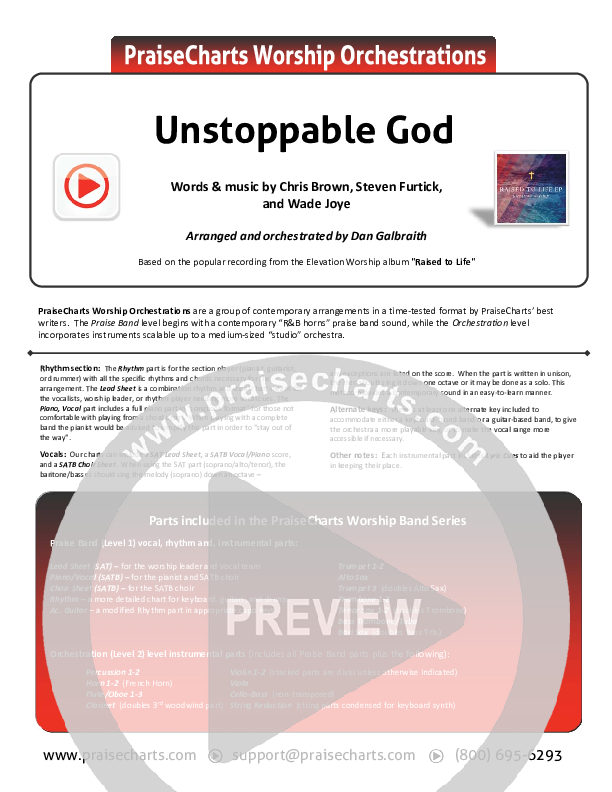 Unstoppable God Cover Sheet (Elevation Worship)