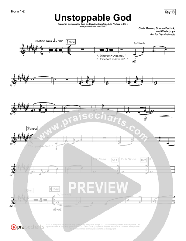 Unstoppable God French Horn 1/2 (Elevation Worship)