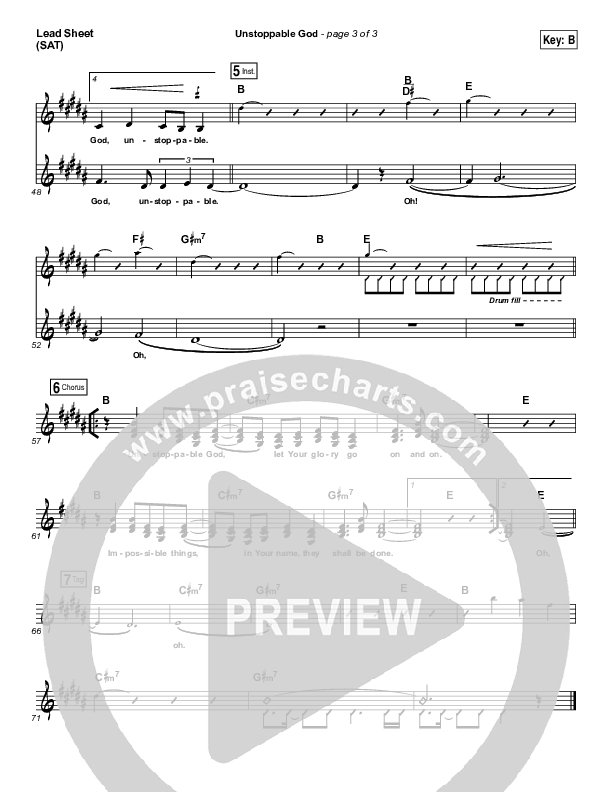 Unstoppable God Lead Sheet (SAT) (Elevation Worship)