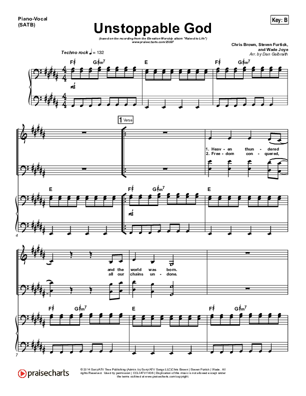 Unstoppable God Piano/Vocal (SATB) (Elevation Worship)